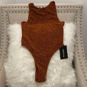 Bronze Glitter High Neck Swimsuit